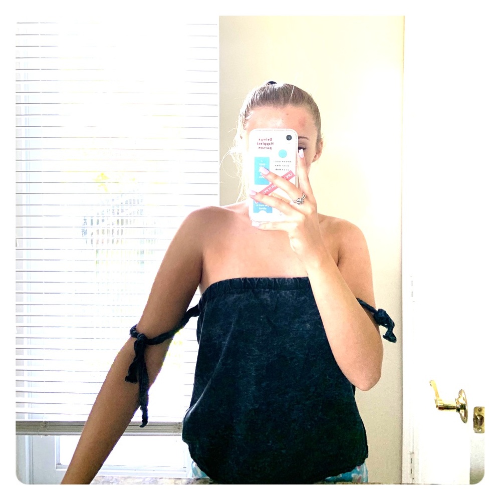 Cutest “acid-washed” strapless shirt